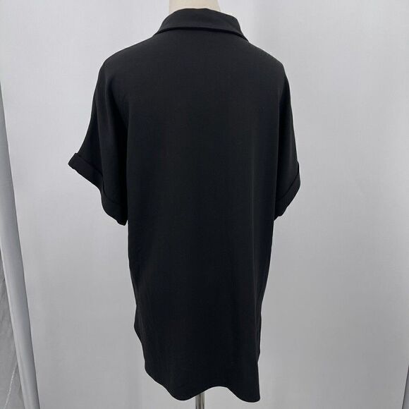 Worth New York womans blouse Oversized M black button down short sleeve BoxG - Picture 2 of 6
